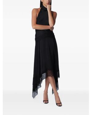 ANDAMANE Tish Lace-Trim Handkerchief-Hem Maxi Dress - Black