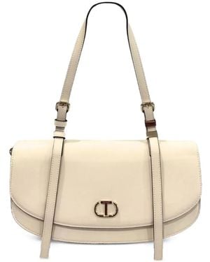Twinset Logo-Plaque Shoulder Bag - Natural