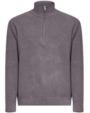 NN07 Danny Half-Zip Ribbed-Knit Sweater - Gray
