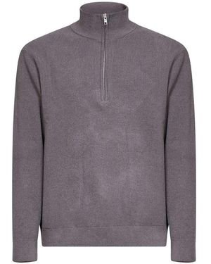 NN07 Danny Half-Zip Ribbed-Knit Jumper - Grey