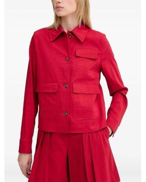 Theory Button-Fastening Flap-Pocket Jacket - Red