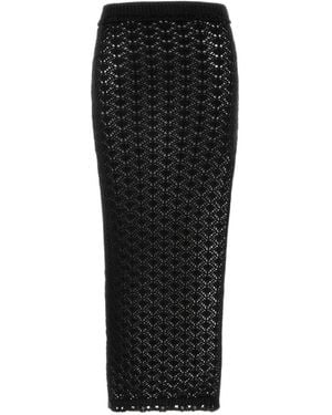 Blumarine Falda Midi De Ganchillo - Negro