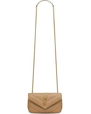 Saint Laurent Loulou Kleine Crossbodytas - Wit