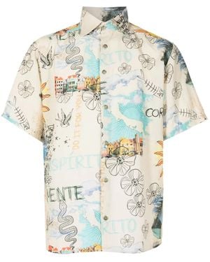 Amir Slama Graphic-Print Button-Up Shirt - White