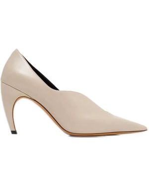 KHAITE Pointed-Toe Curved-Heel Pumps - White