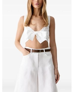 ViCOLO Bow-Detail Shirred Top - White