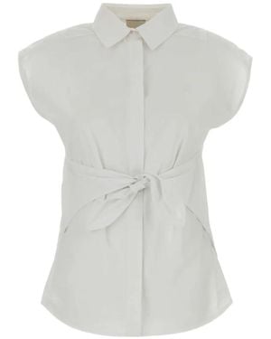 Calvin Klein Tie-Waist Poplin Shirt - White
