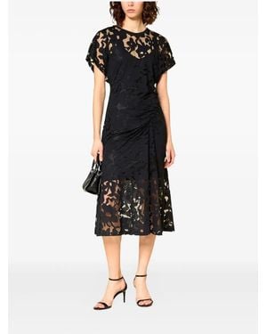 BOSS Geblümtes Midikleid mit Raffung - Schwarz