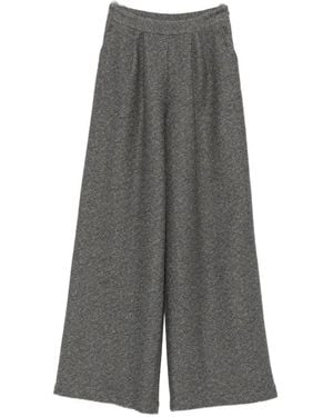 Bye Herringbone-Pattern Wide-Leg Pants - Gray