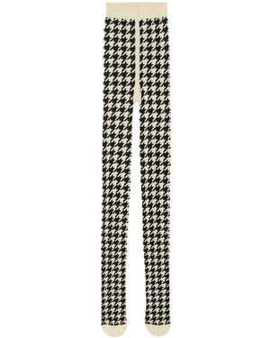 Burberry Herringbone-Print Cotton-Blend Tights - White