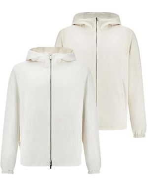 Paul & Shark Reversible Hooded Linen Windbreaker - White