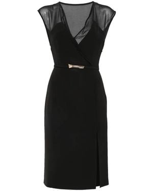 SIMONA CORSELLINI Sheer-Panel Belted Mini Dress - Black