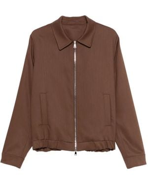 Costumein Zip-Front Collared Shirt Jacket - Brown