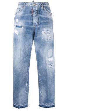 DSquared² Distressed Straight-Leg Jeans - Blue