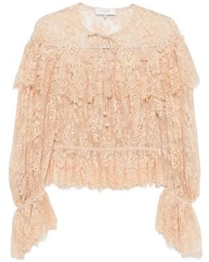 Sea Ruffled Lace Blouse - White