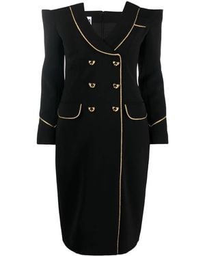 Moschino Teddy Bear-Buttoned Off-Shoulder Dress - Black