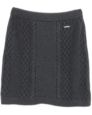 JW Anderson Logo-Plaque Cable-Knit Mini Skirt - Gray