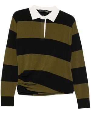 Proenza Schouler Corinna Striped Cotton Polo-Shirt - Black