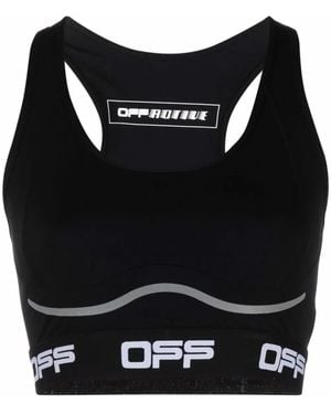 Off-White c/o Virgil Abloh Logo-Tape Cropped Performance Top - Black