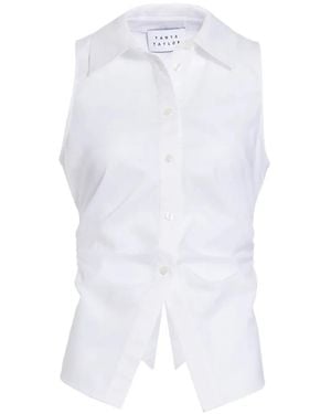 Tanya Taylor Hannah Ruched Sleeveless Top - White