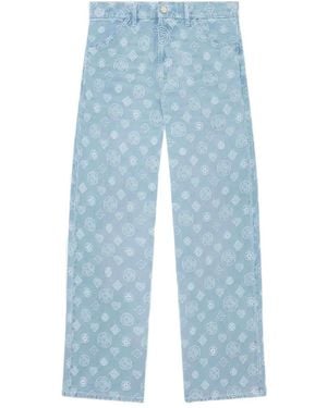 CASABLANCA Monogram-Embroidered Jeans - Blue