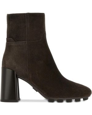Hogan 90Mm Suede Side-Zip Boots - Black
