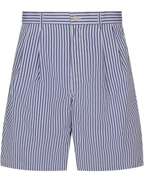 Comme des Garçons Short Plissé À Rayures Verticales - Blue
