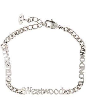 Vivienne Westwood Millicent Logo-Lettering Bracelet - Metallic
