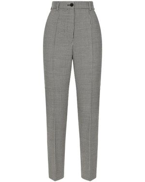 Dolce & Gabbana Houndstooth Wool Pants - Gray