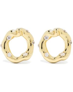 Vann Jewelry Irregular Circle クリスタル ピアス - メタリック