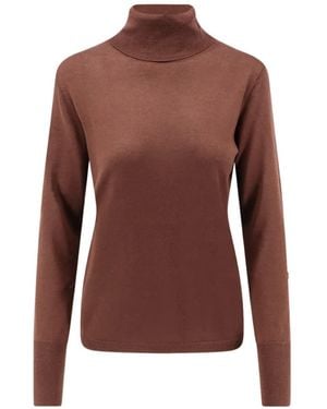 Aspesi Roll-Neck Long-Sleeve Fine-Knit Top - Brown