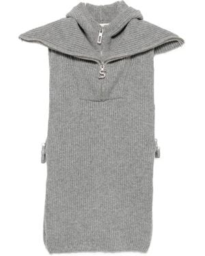 Sportmax Gerippter Strick Mit Kapuze - Grau