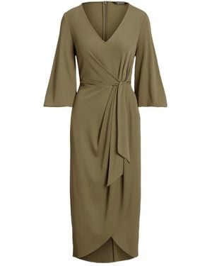 Ralph Lauren タイウエスト Vネックドレス - グリーン