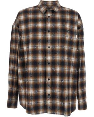 Juun.J Argyle Check Damaged Shirt - Black