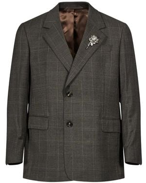 Simone Rocha Crystal-Embellished Checked Jacket - Black
