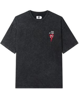 Izzue Acid-Wash Graphic-Print T-Shirt - Blue