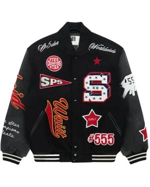 Sp5der District V Patch-Detail Bomber Jacket - Black
