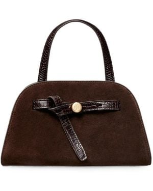 Tory Burch Croc-Effect Suede Tote Bag - Brown