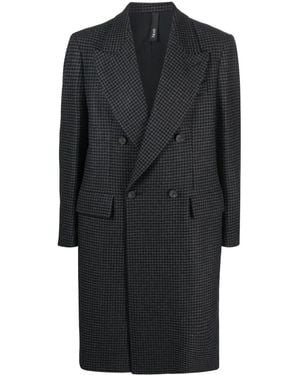Hevò Martina Franca Houndstooth Midi Coat - Black