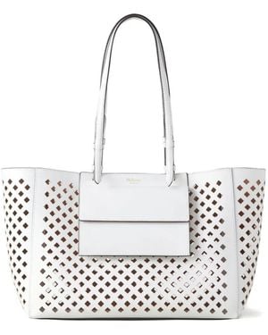 Mulberry Leather Perforated Tote - White