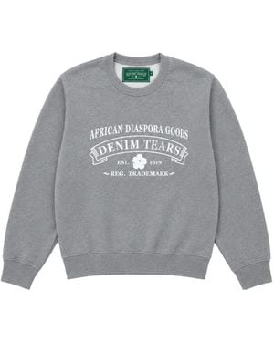 DENIM TEARS Logo-Print Crew-Neck Sweatshirt - Grey
