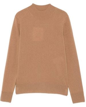 Pennyblack High-Neck Ribbed-Trim Sweater - Natural