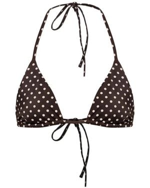 Matteau Polka-Dot Triangle Bikini Top - Brown