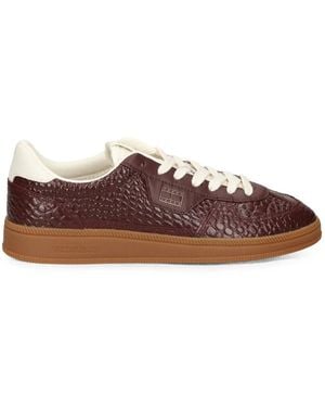 Tommy Hilfiger Croc-Effect Low-Top Sneakers - Brown
