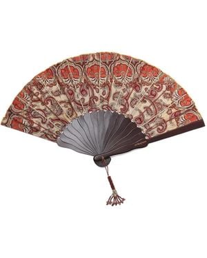 Maliparmi Sunset Paisley Bead-Embroidered Fan - Brown