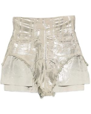 Rick Owens Metallic Frayed Shorts - Natural
