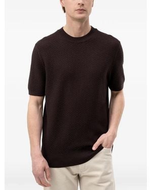 BOSS Waffle-Knit Short-Sleeve Sweater - Black