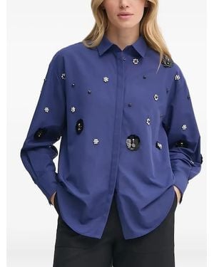Bruuns Bazaar Sequin-Embellished Crystal-Detail Shirt - Blue