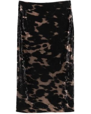 Nanushka Falda De Tubo Estampada De Terciopelo - Negro