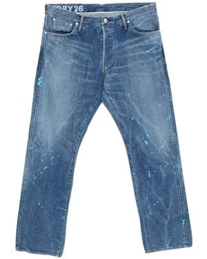 Visvim Paint-Splatter Whiskered Jeans - Blue